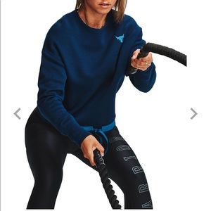 Under Armour Project Rock Womens Blue Terry Hoodie